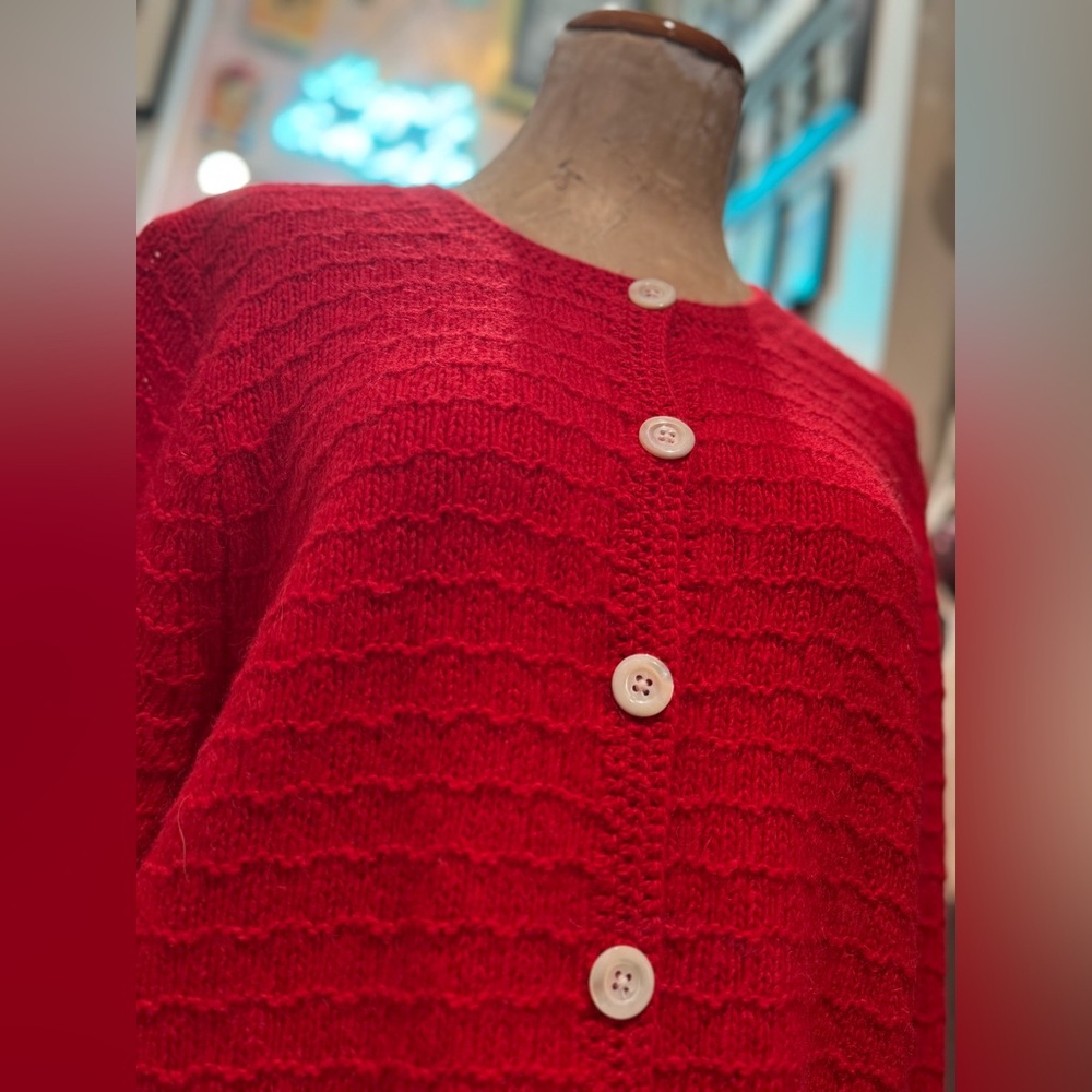 Cozy Textured Timeless Red Cardigan